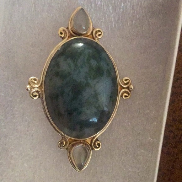 Sajen green moss agate necklace/brooch SAJ104 - Picture 3 of 3